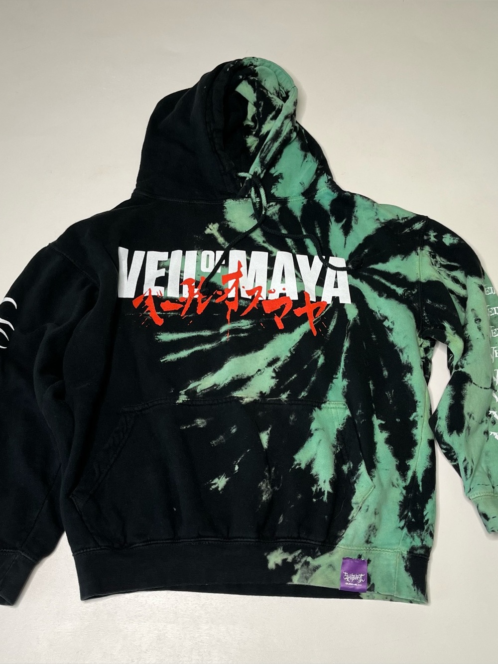 Veil Of Maya Shibori Treads Black Green Tie Dye Hoodie Size M
